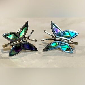 Alpaca silver and Abalone Butterfly Earrings